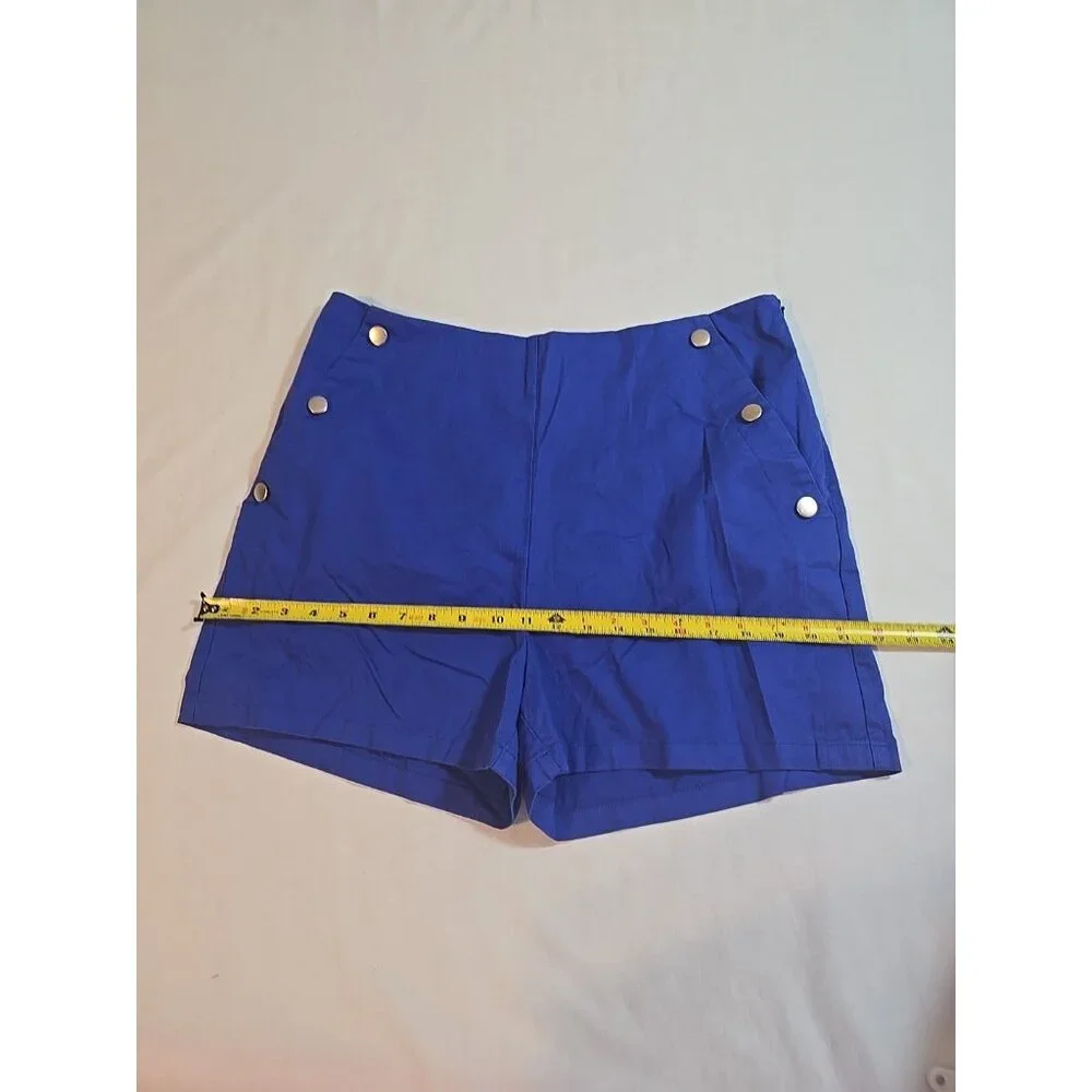 Happily Grey Sailor‎ Shorts Royal Blue Gold buttons High waisted size XL - Picture 7 of 15